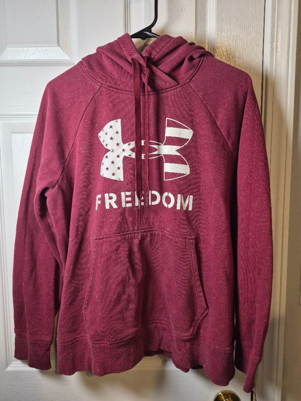 Under Armour Freedom Flag Rival Fleece Hoodie Red Women Large Pullover Linted